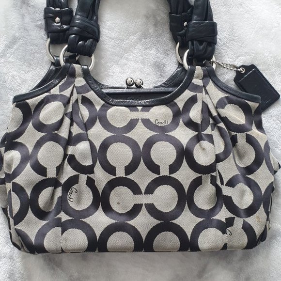 Coach Parker Op Art Kiss Lock Satchel L0893-13441 - Picture 2 of 8